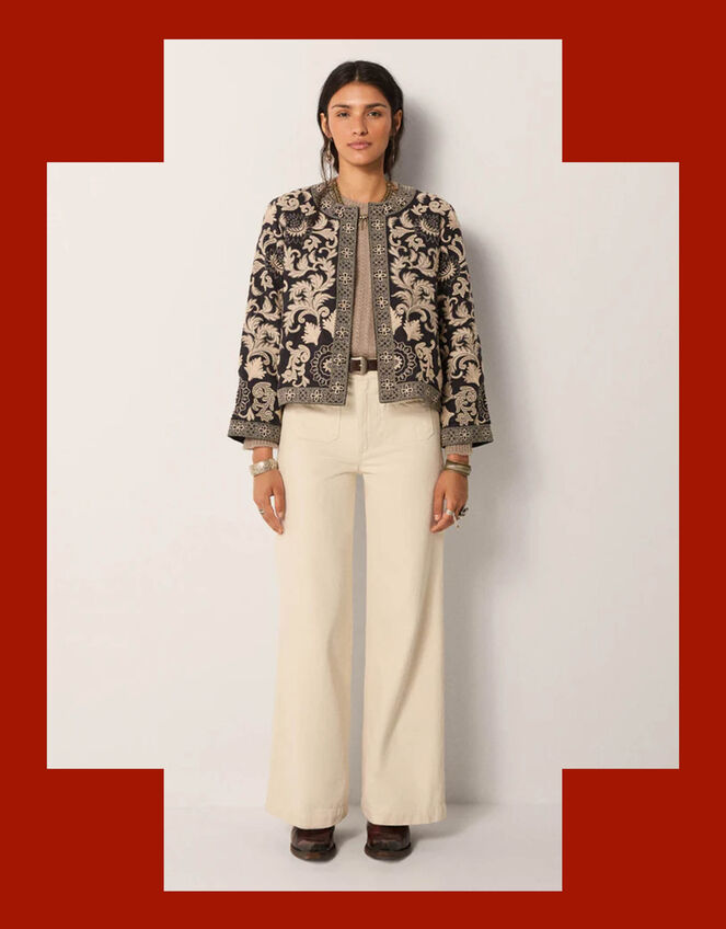 Maison Hotel Balani Ornate Print Jacket, Black (BLACK), large