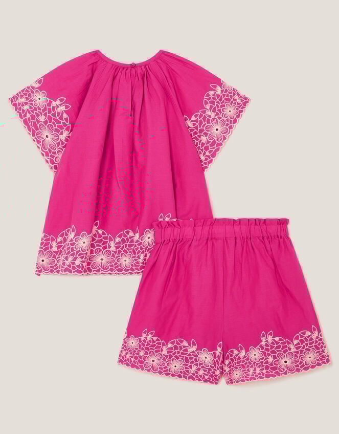 Embroidered Floral Top and Shorts Set, Pink (PINK), large