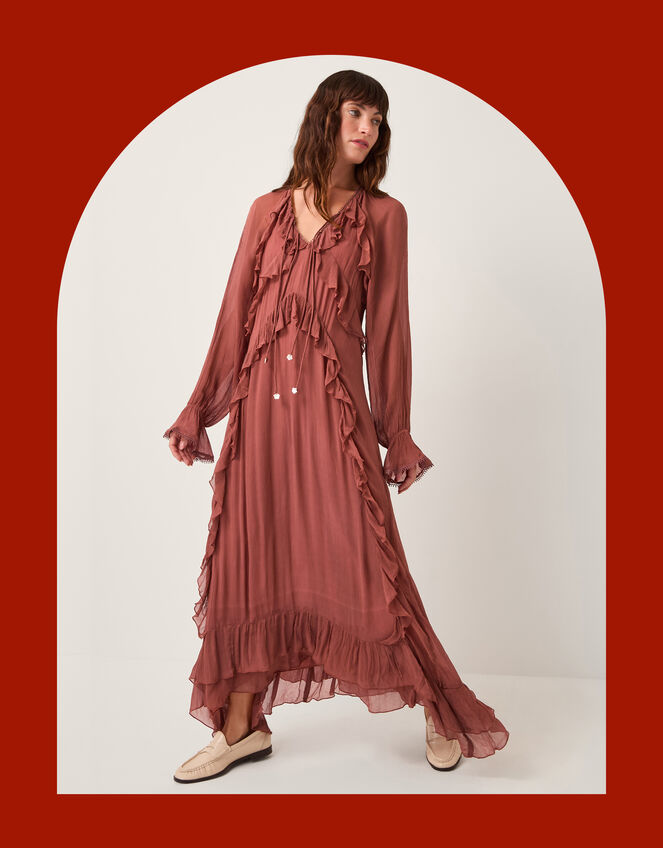 Moliin Beatrice Ruffle Maxi Dress, Orange (RUST), large