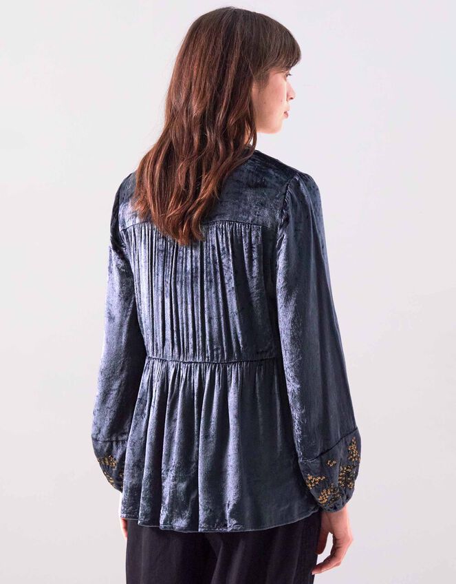 East Brogan Sequin Velvet Blouse, SLATE GREY, large