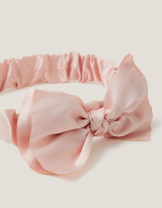 Satin Bow Bando Headband, Pink (DUSKY PINK), large