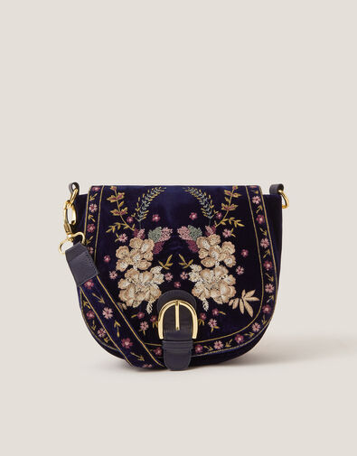 Fallon Floral Embroidered Satchel Crossbody Bag, , large