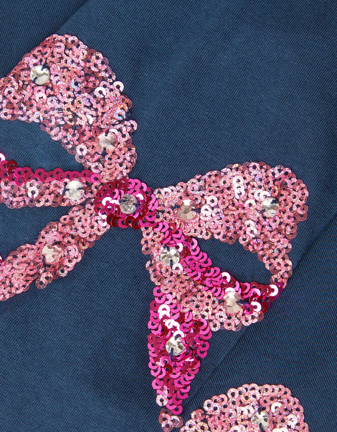 Sequin Bow Leggings, Blue (NAVY), large