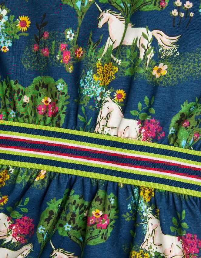Unicorn Long Sleeve Jersey Dress, Blue (NAVY), large