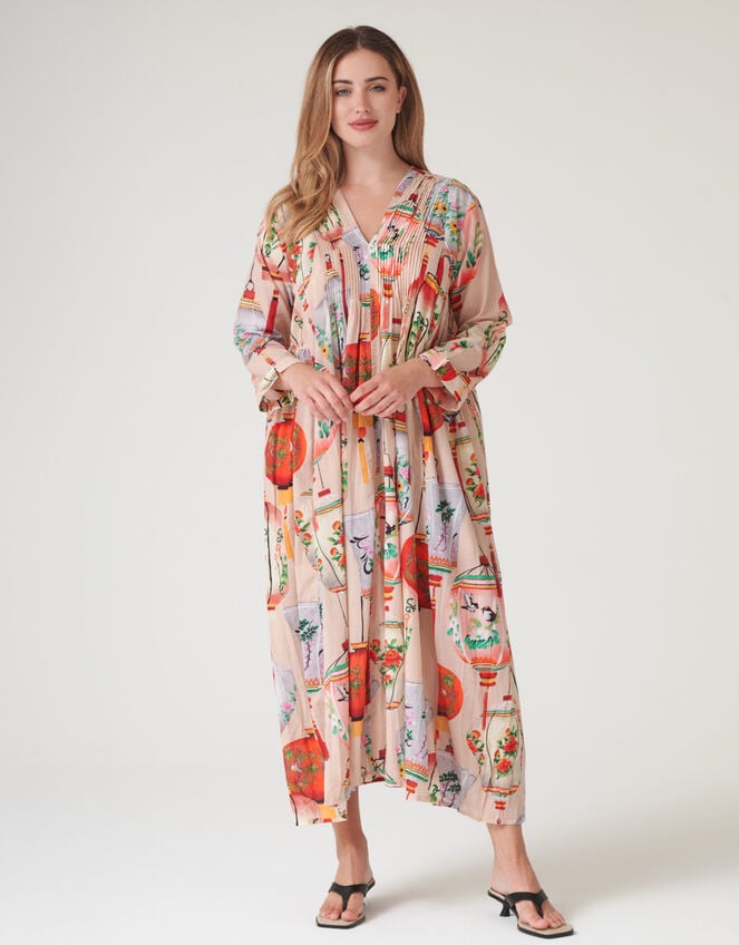 One Hundred Stars Lanterns Print Maxi Dress, Red (RED), large