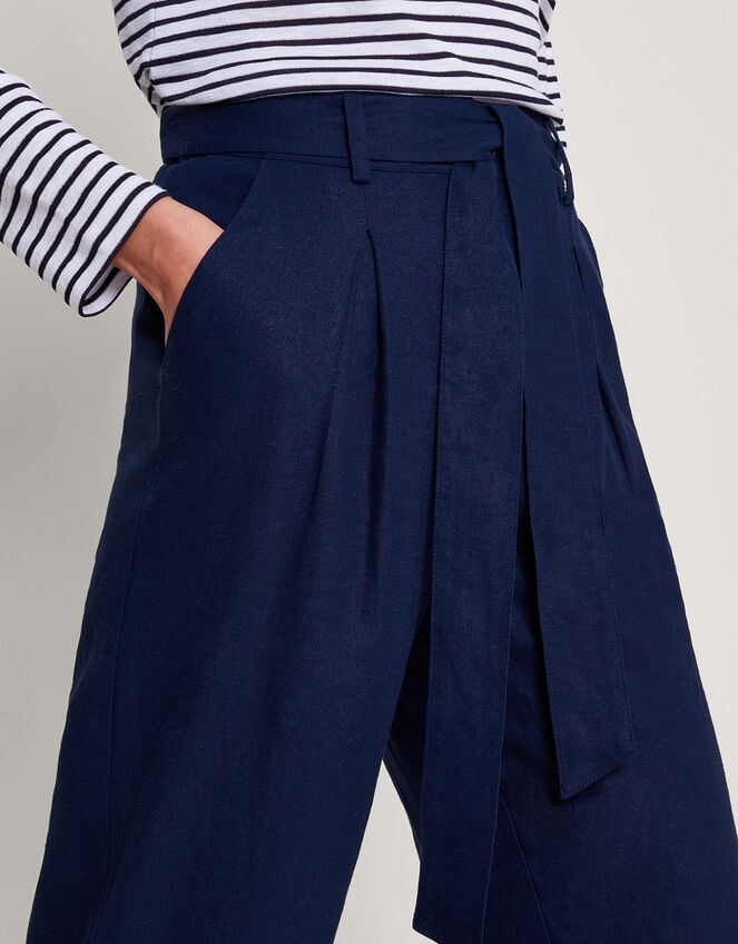 Mabel Regular Length Linen Trousers , Blue (NAVY), large