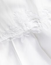 Chiffon Sleeve Floral Embroidered Dress, White (WHITE), large