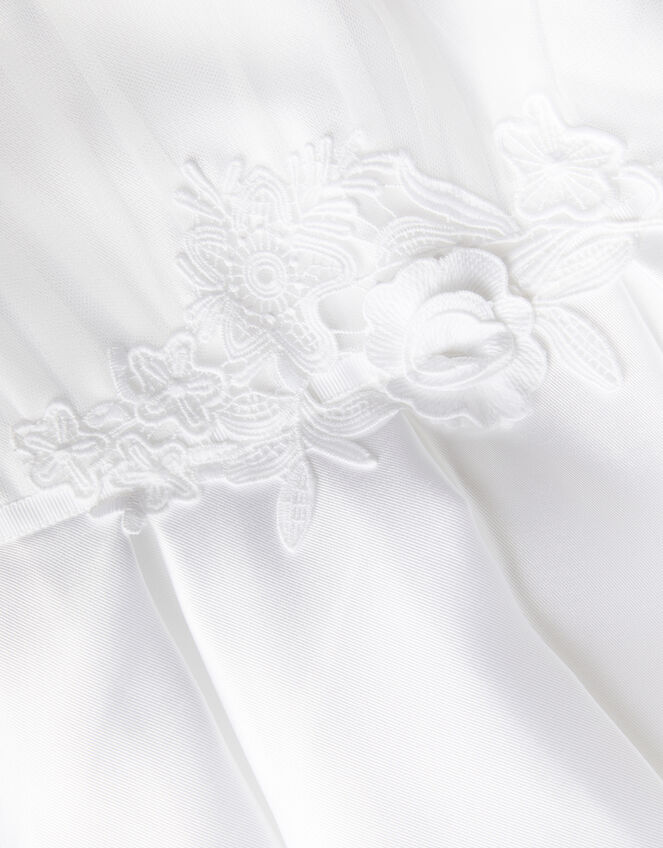 Chiffon Sleeve Floral Embroidered Dress, White (WHITE), large