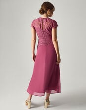 Monica Lace Midi Bridesmaid Dress, DARK PINK, large