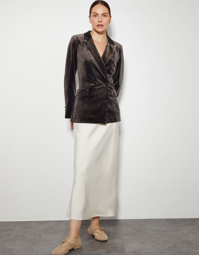 Valery Velvet Double Breasted Jacket , Brown (CHOCOLATE), large