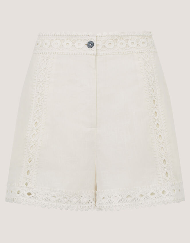Irina Lace Trim Shorts, White (WHITE), large