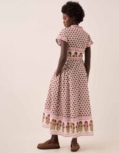 East Karmen Hand Woodblock Midi Dress, Pink (PINK), large