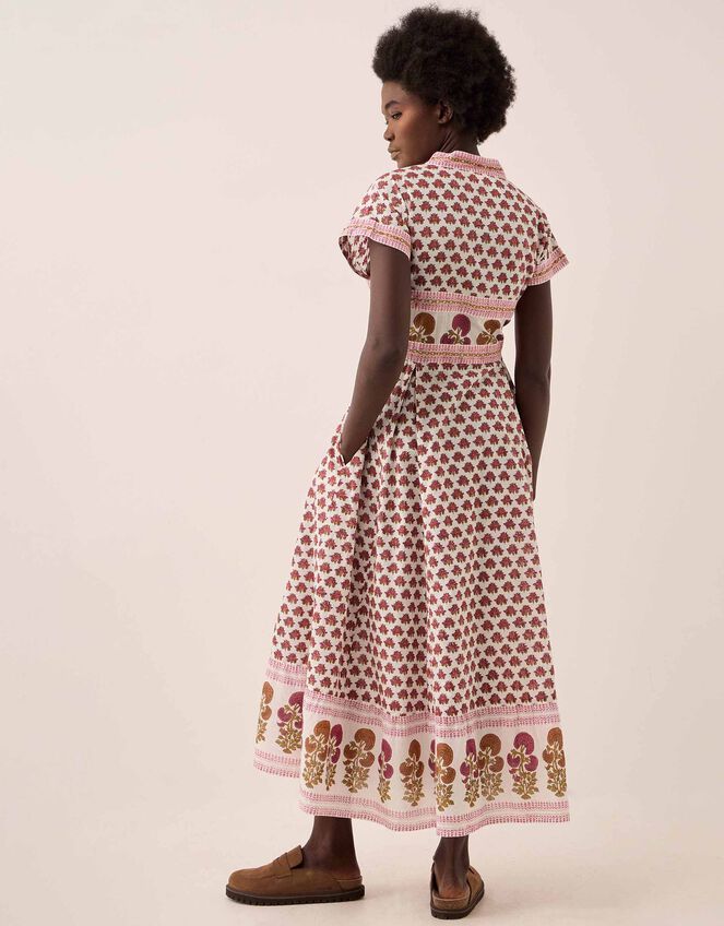 East Karmen Hand Woodblock Midi Dress, Pink (PINK), large