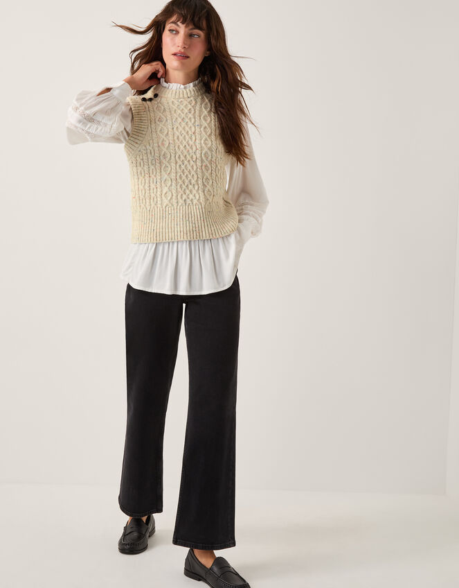 Carly Cable Knit Vest, Grey (LIGHT GREY), large