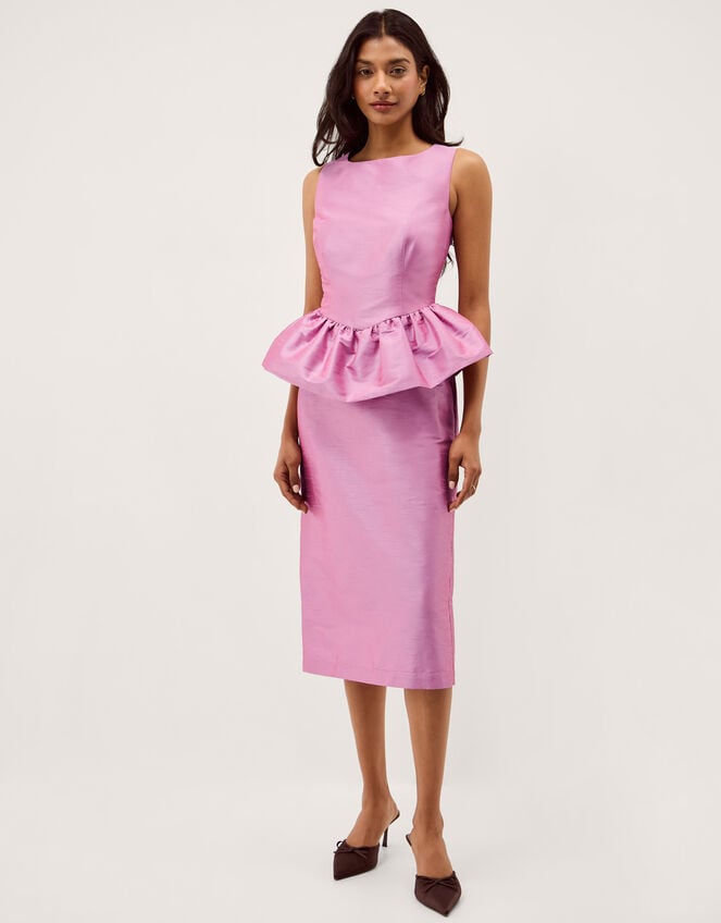 Dahlia Peplum Midi Dress, Purple (LILAC), large