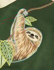 Sloth Graphic Hoodie, Green (KHAKI), large