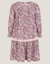 Fairy Floral Long Sleeve Dress, Purple (PURPLE), large