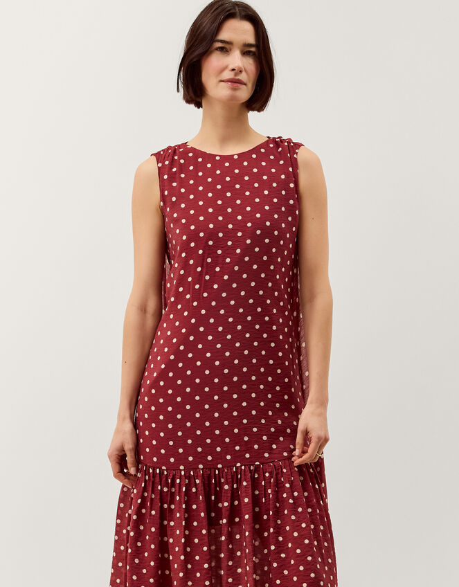 Claire Polka Dot Midi Dress, Red (BERRY), large