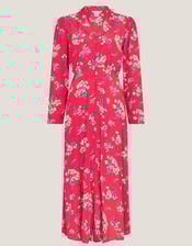 Sarah Floral Print Midi Dress, Red (RED), large