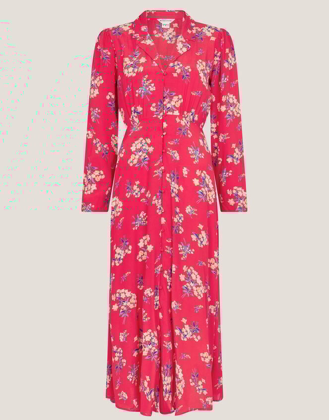 Sarah Floral Print Midi Dress, Red (RED), large