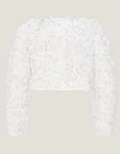 Appliqu&eacute; Rose Cropped Jacket, Ivory (IVORY), large