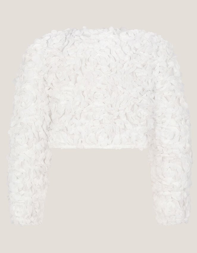 Appliqu&eacute; Rose Cropped Jacket, Ivory (IVORY), large