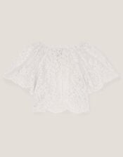 Lola Lace Short Sleeve Cover Up, White (WHITE), large