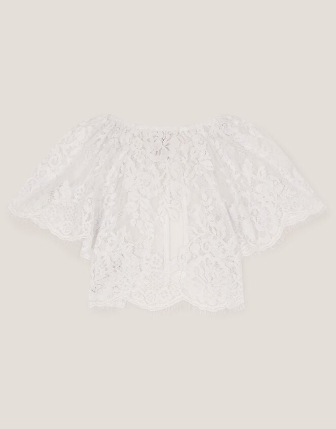 Lola Lace Short Sleeve Cover Up, White (WHITE), large