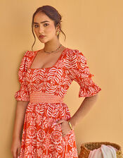 India & Mills Katie Tropic Midi Dress, Red (RED), large