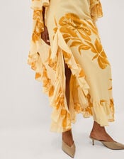 Joanna Ruffle Cape Chiffon Maxi Dress, Ivory (IVORY), large