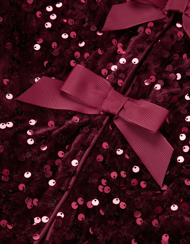 Velvet Sequin Bow Jacket, Red (BURGUNDY), large