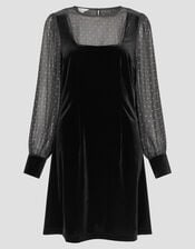 Mel Sheer Sleeve Velvet Mini Dress, Black (BLACK), large