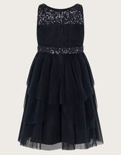Abbey Sequin Pleated Tulle Dress, Blue (NAVY), large