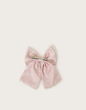 Pearl Bow Bridesmaid Hair Clip, Pink (PINK), large