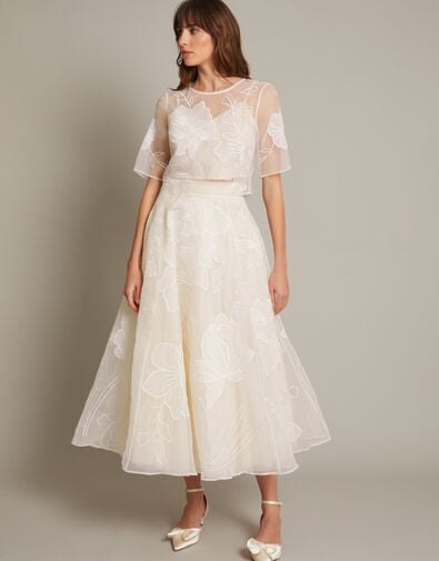 Rosie Embroidered Floral Wedding Skirt, Ivory (IVORY), large