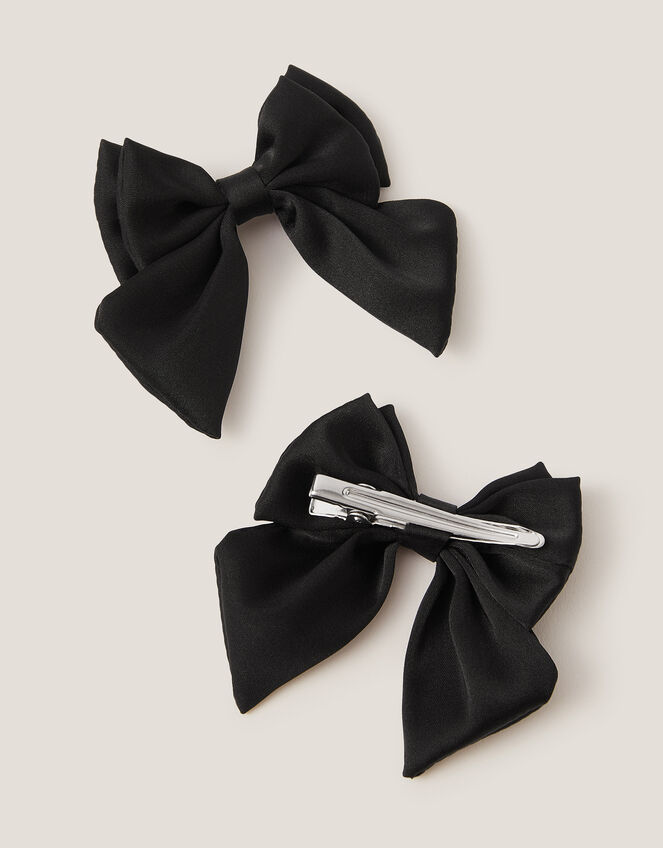 2-Pack School Bow Hair Clips, Black (BLACK), large