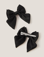 2-Pack School Bow Hair Clips, Black (BLACK), large