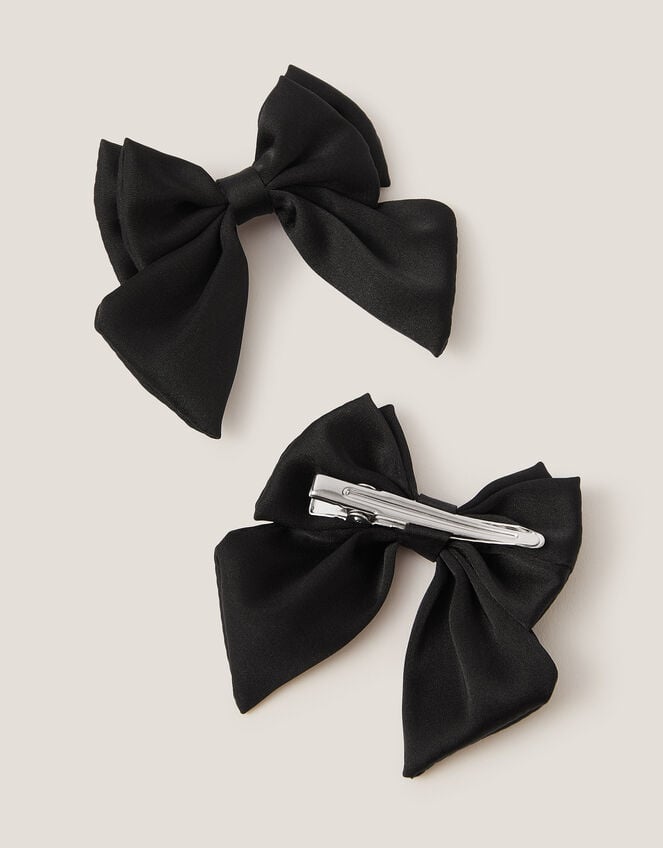 2-Pack School Bow Hair Clips, Black (BLACK), large