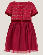 Baby Tweed Bow Disco Dress, Red (RED), large