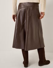 Marnie Faux Leather Midi Skirt, Brown (CHOCOLATE), large