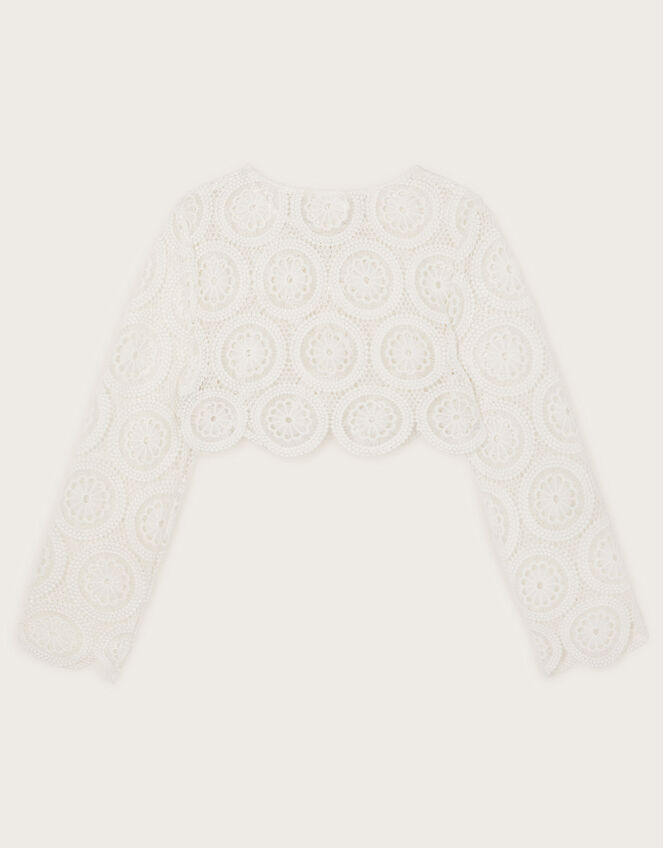 Cropped Crochet Cardigan, Ivory (IVORY), large