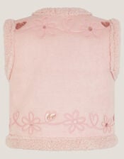 Floral Embellished Faux Suede Gilet, Pink (PINK), large