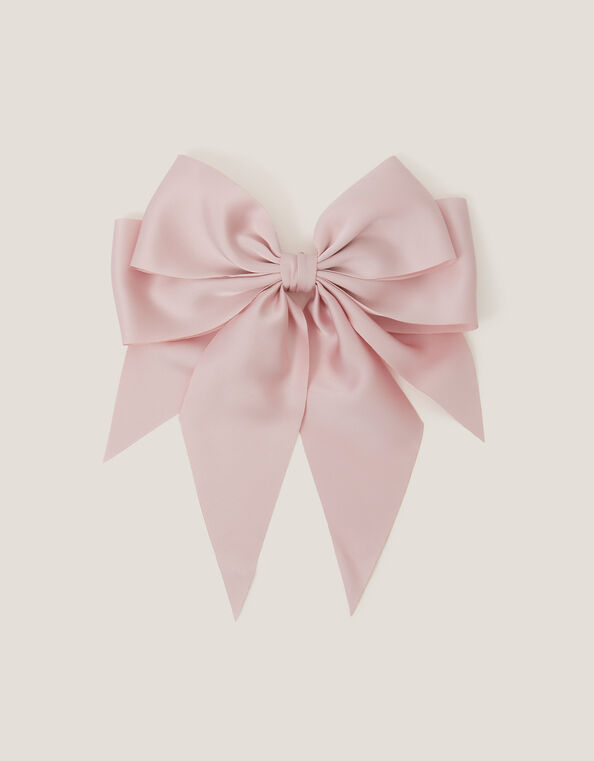Long Tiered Satin Bow Hair Clip, , large