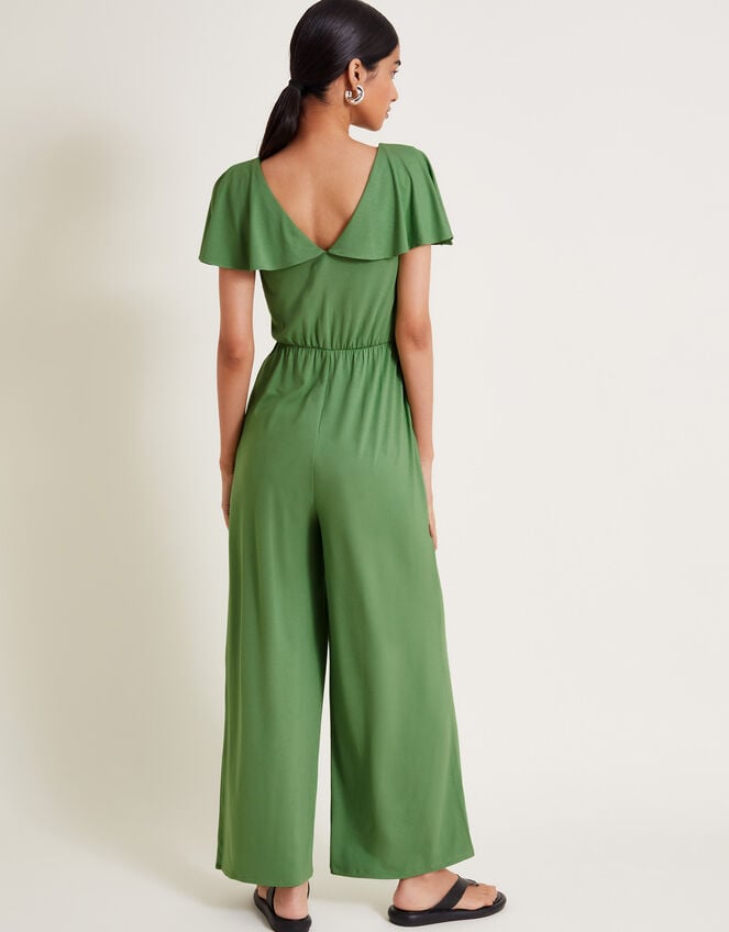 Ronda Ruffle Jersey Jumpsuit, Green (GREEN), large
