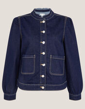Louisa Frill Denim Jacket, Blue (INDIGO), large