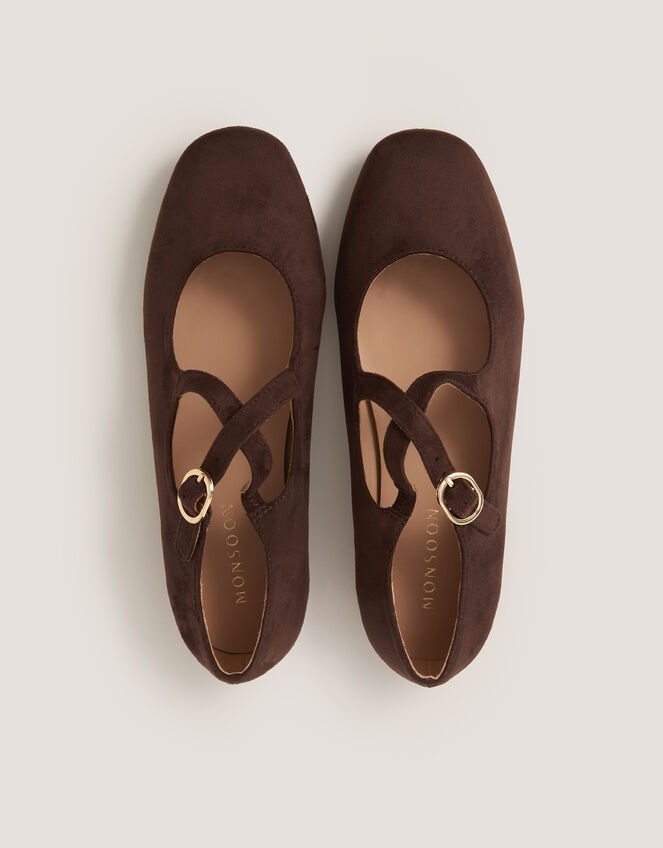 Dana Faux Suede Mary Jane Ballet Flats, Brown (CHOCOLATE), large