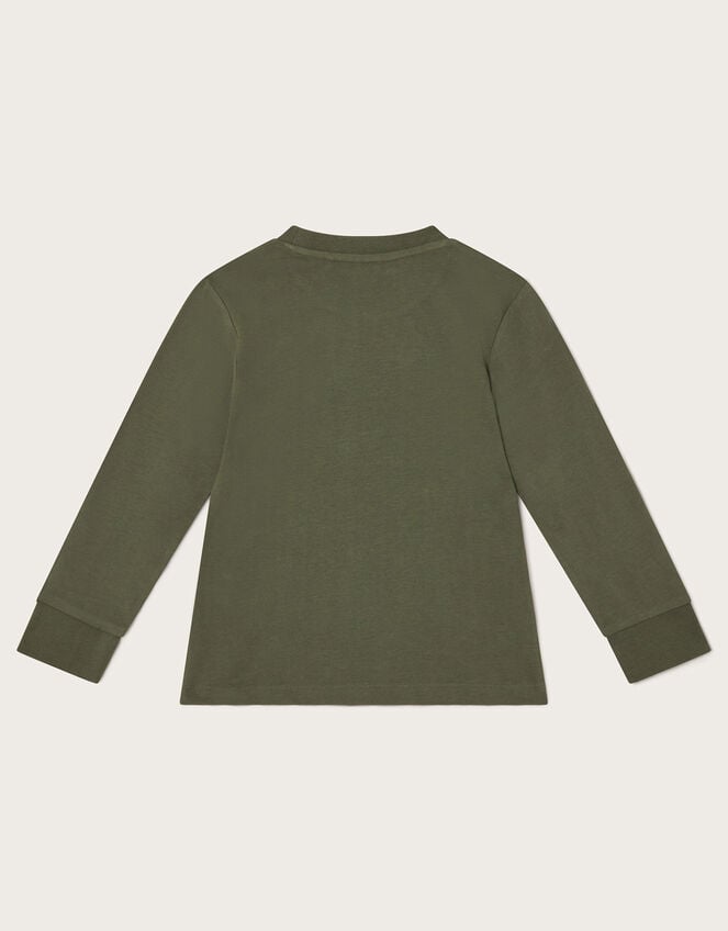 Crocodile Print Long Sleeve Top, Green (KHAKI), large
