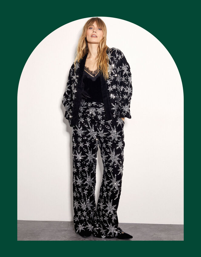 East Medi Embellished Star Kimono, Black (BLACK), large