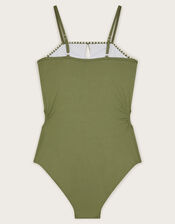 Texture Cut-Out Swimsuit, Green (KHAKI), large