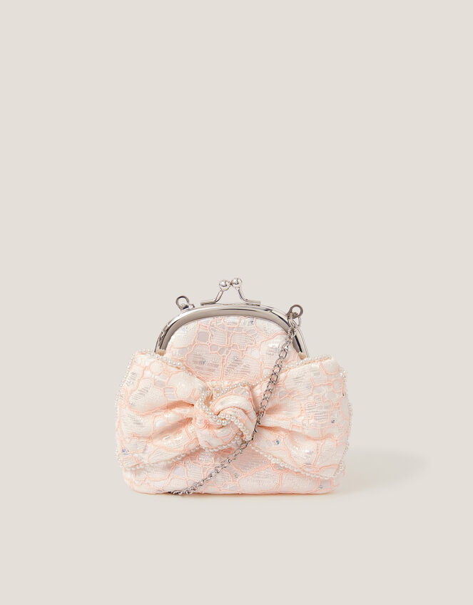 Lace Bow Bridesmaid Bag, Pink (PINK), large
